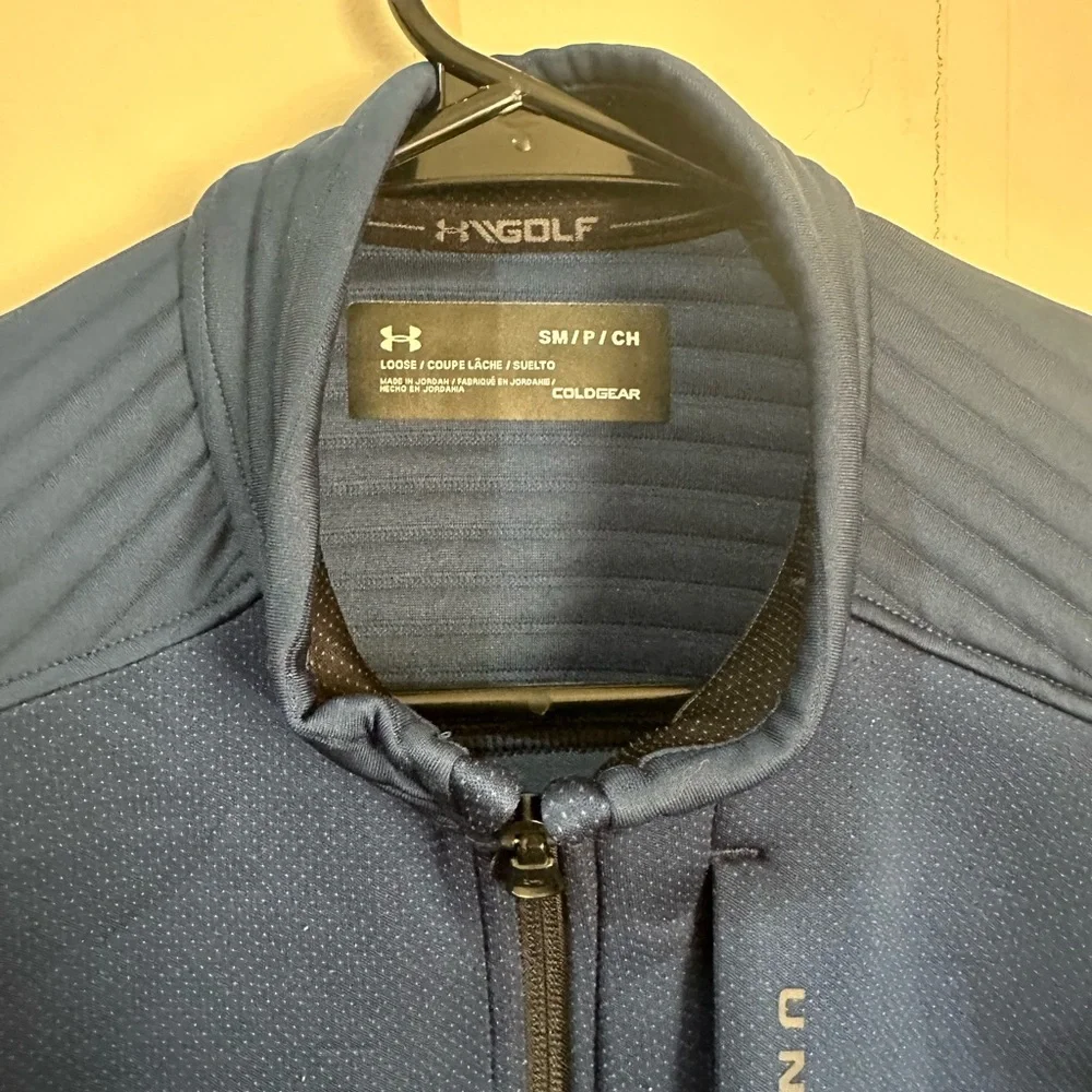 Under Armour Small Blue Storm Dakota Full Zip Ribbed Sleeve Golf Jacket